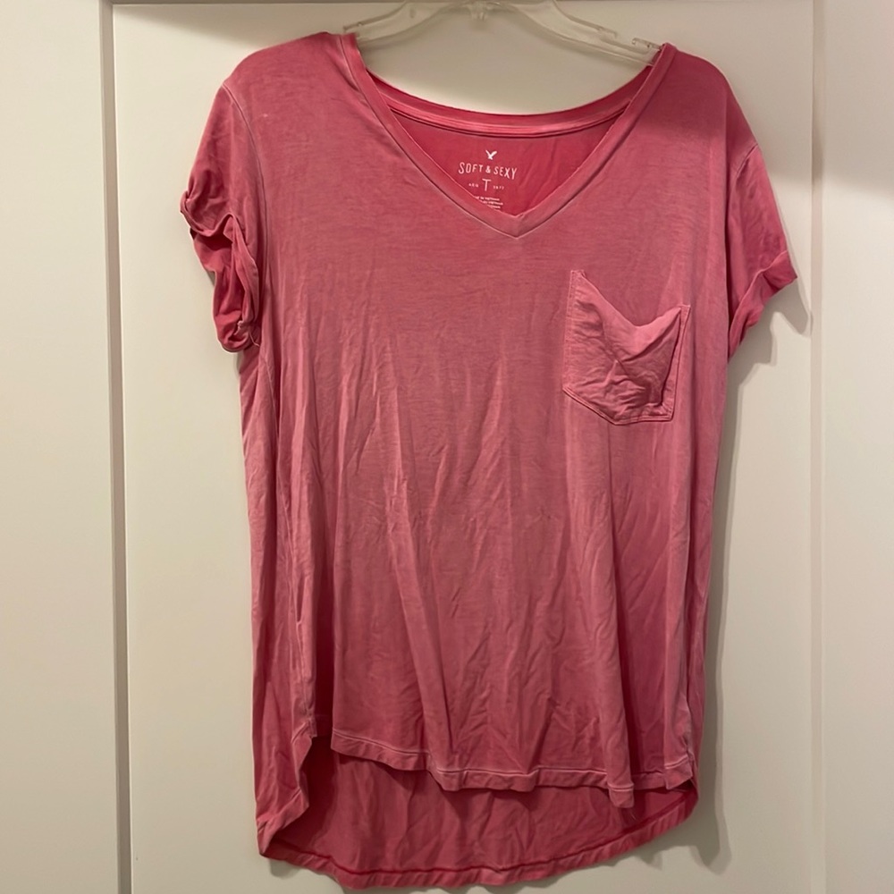 Pink American Eagle soft and sexy pocket T